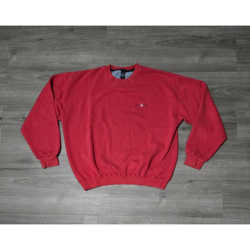 Vintage GANT USA Sweater Mens Medium Red Crewneck Long‎ Sleeve Sweatshirt